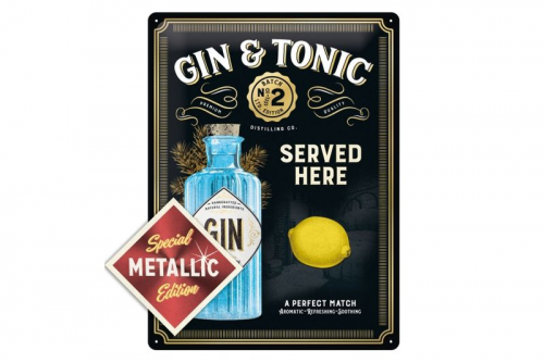 Blechschild "Gin Tonic" - 40 x 30cm - LIMITED METALLIC-EDITION